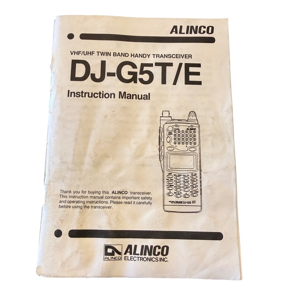 Alinco DJ-G5T/E Instruction Manual VHF/UHF Twin Band Handy Transceiver Guide